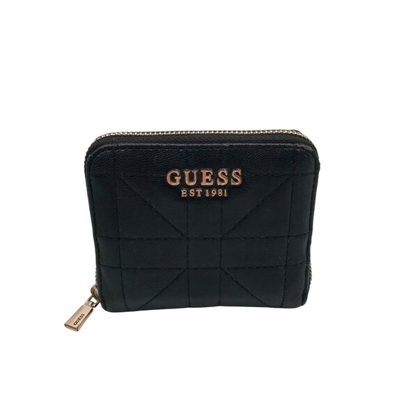 Guess Black Faux Leather Assia Small Zip Around Wallet - Picture 1 of 10